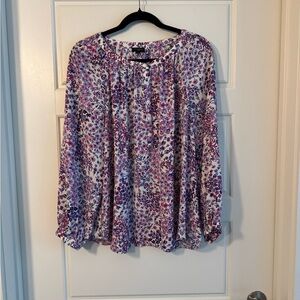 Talbots Purple and White Floral Blouse